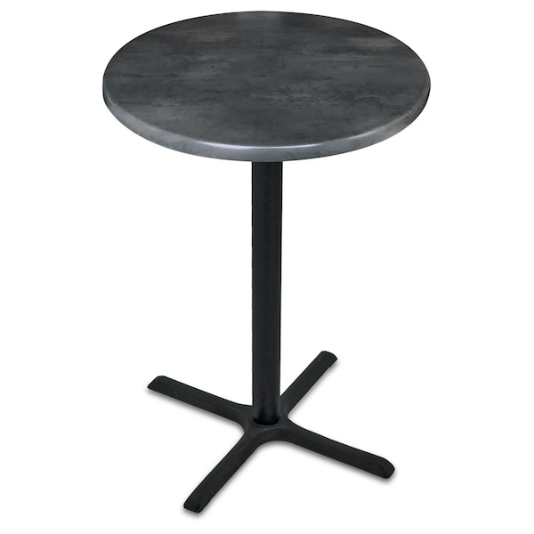 42" Tall In/Outdoor All-Season Table, 36" dia. Black Steel Top
